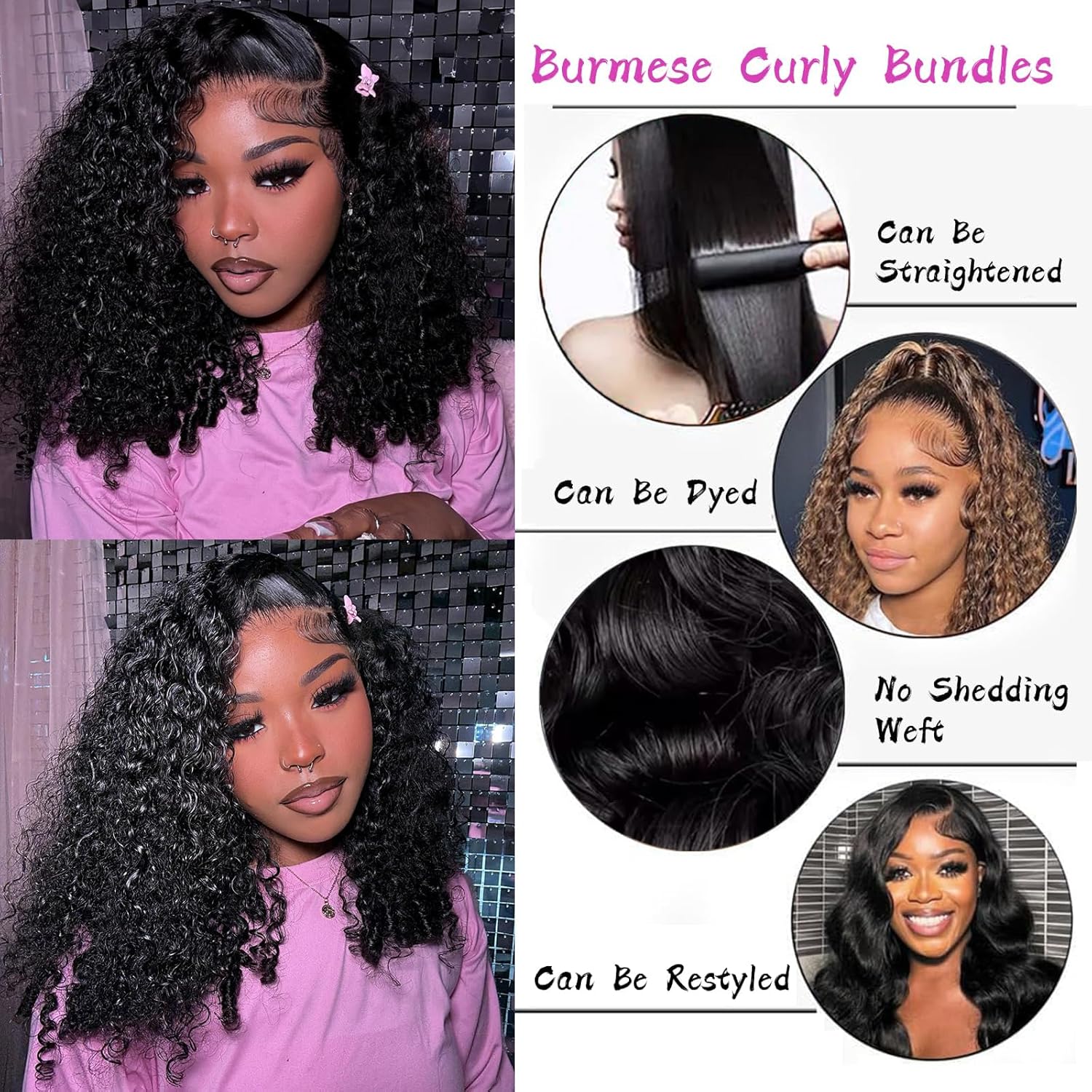30 36 Inch Burmese Curly Human - Hair Care Indian review and price